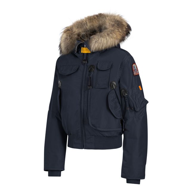 Faux Fur Hooded Gobi Girl Bomber Jacket | Navy blue