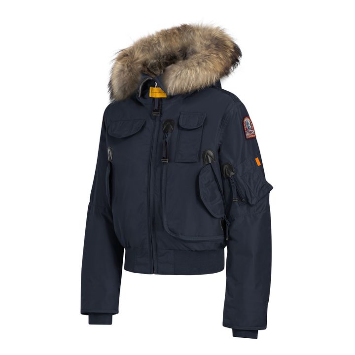 Faux Fur Hooded Gobi Girl Bomber Jacket | Navy blue- Product image n°1