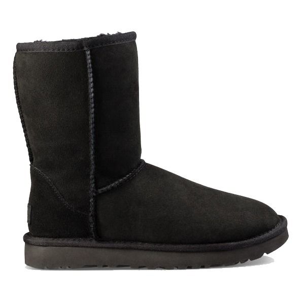 Classic Short II Fur Lined Suede Boots | Black