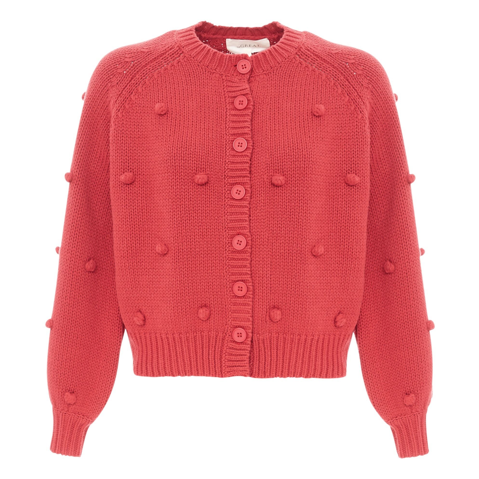 The Great - The Cropped Bobble Cardigan - Femme - Rouge