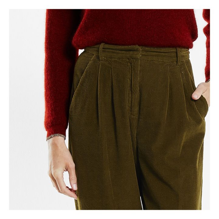 Pantalon Velours Côtelé Vert olive Pomandère Mode Adulte