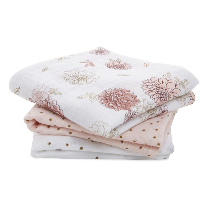 Mantas de muselina Dahlia - Paquete de 3 Rosa- Imagen del producto n°0