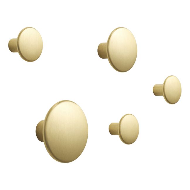 Messing-Kleiderhaken The Dots - 5er-Set Gold