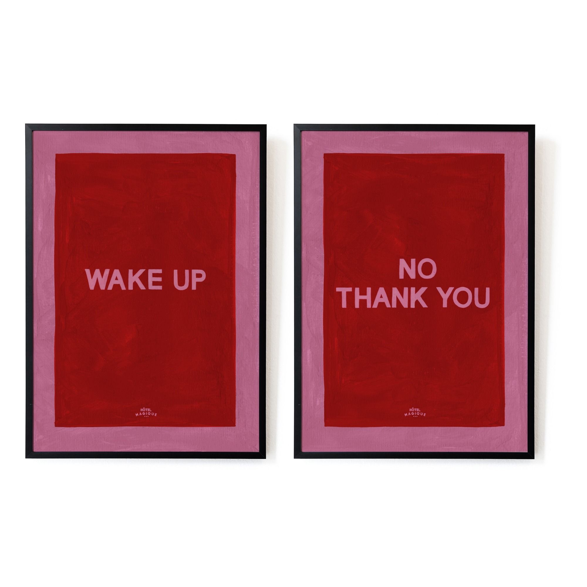 Hôtel Magique - Affiches A4 Wake up - No, Thank you - Rouge