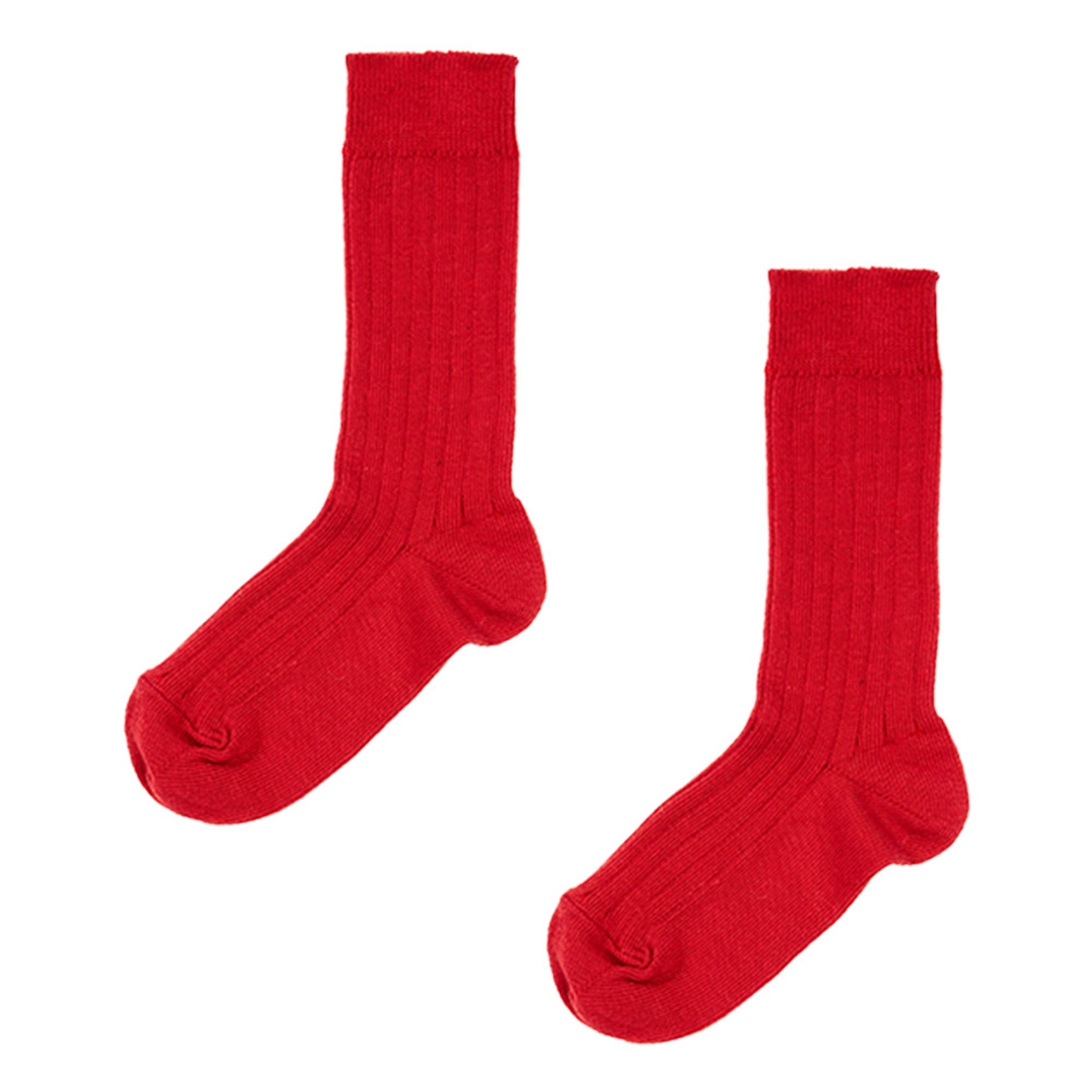 Caramel - Chaussettes Côtelées - Fille - Rouge