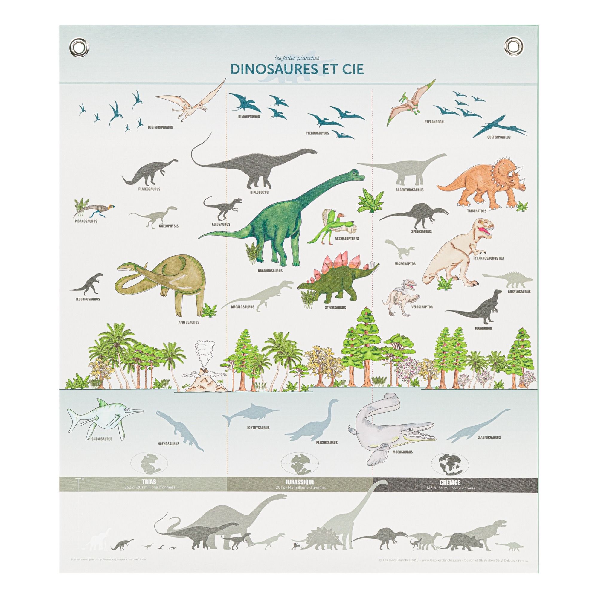 Les Jolies Planches - Planche Dinosaures et Cie 70x80 cm - Multicolore