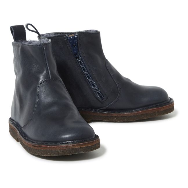 Zip Furry Boots | Navy blue