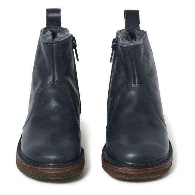 Zip Furry Boots | Navy blue