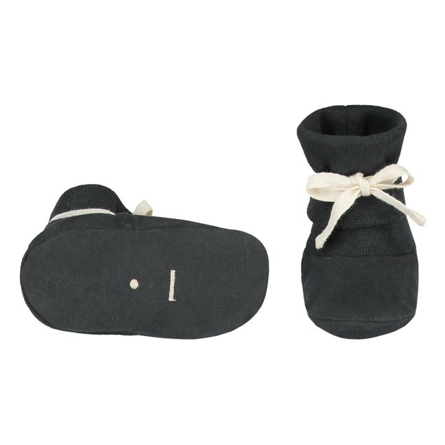 Organic Cotton Ribbed Baby Booties Black