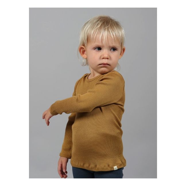 T-Shirt Bergen Seide und Baumwolle | Ocker