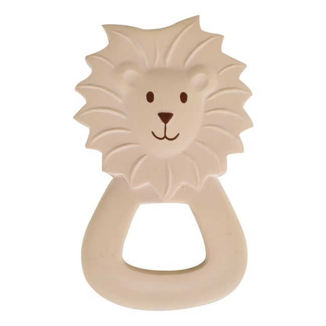 Lion Natural Rubber Teething Ring Beige