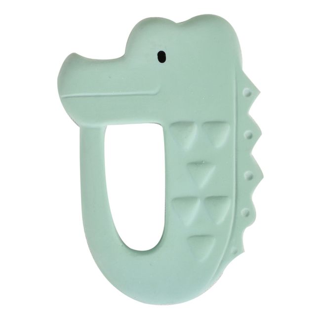 Crocodile Natural Rubber Teething Ring Green water