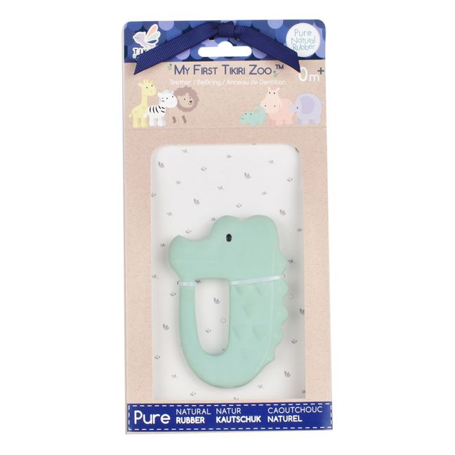 Crocodile Natural Rubber Teething Ring Green water
