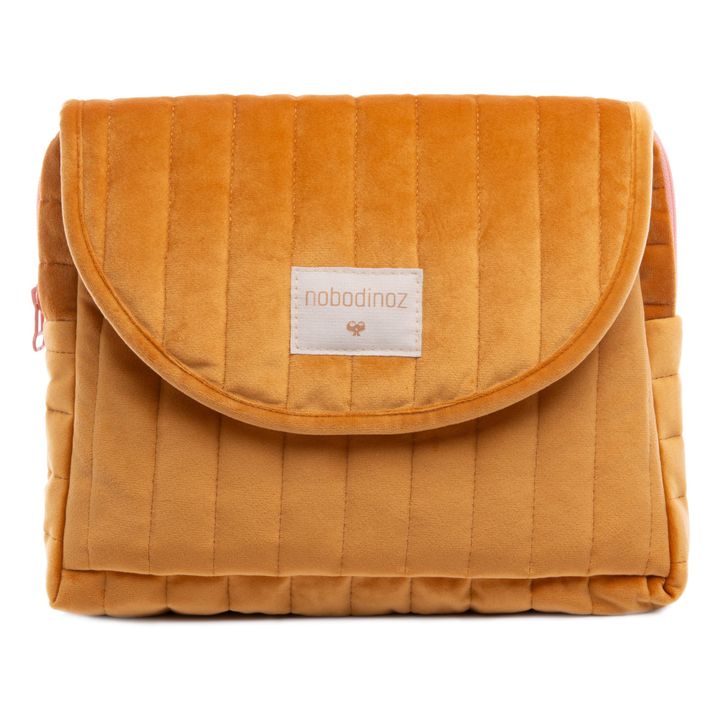 Savanna Velvet Toiletry Bag Mustard Nobodinoz Design Children Smallable