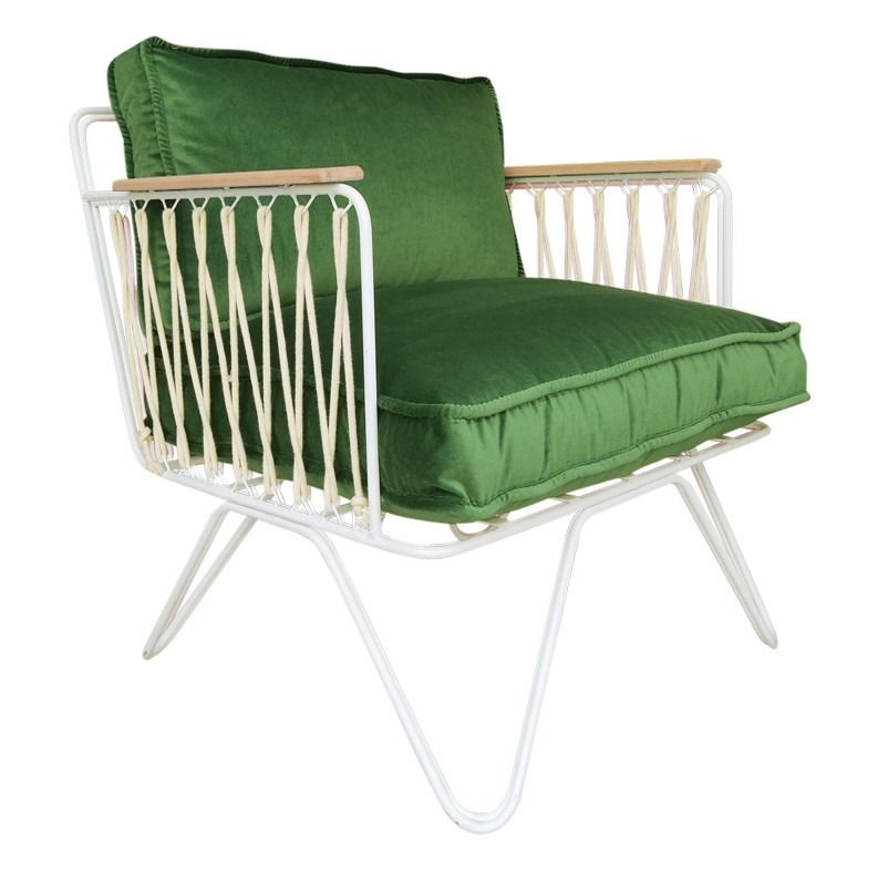 Fauteuil Croisette blanc epoxy, velours