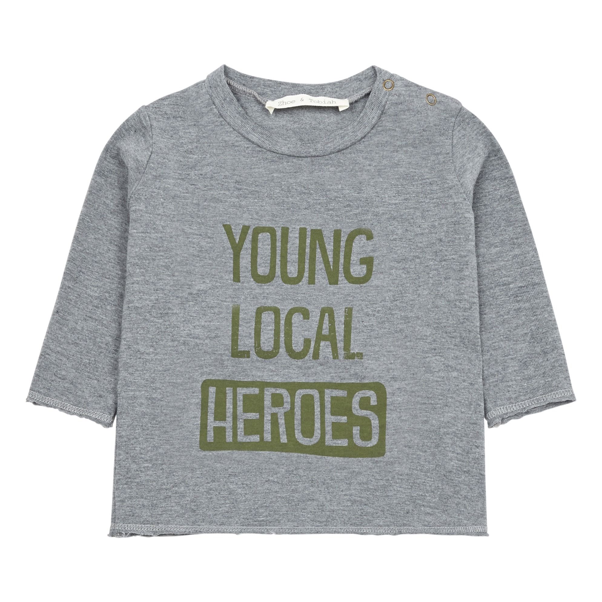 Zhoe & Tobiah - T-shirt Heroes - Garçon - Gris chiné