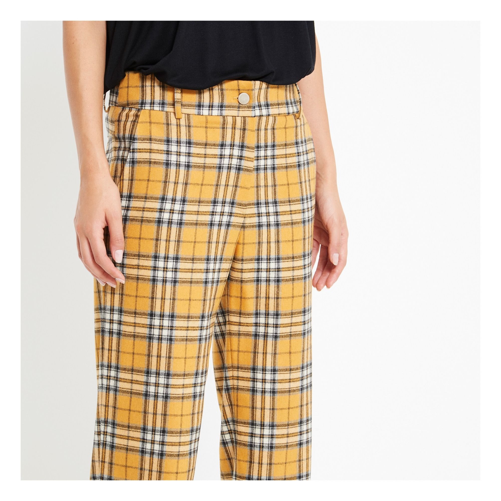Pantalone a quadri Jarvis Giallo senape Margaux Lonnberg Moda Adulto