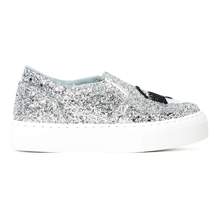 Sneakers bambina Chiara Ferragni Low con glitter Bianco Glitter Silver