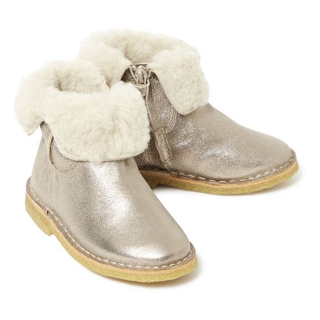 Chowchow Furry Boots Gold