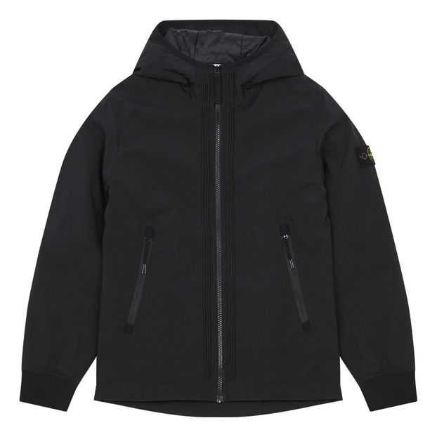 stone island hooded jacket black