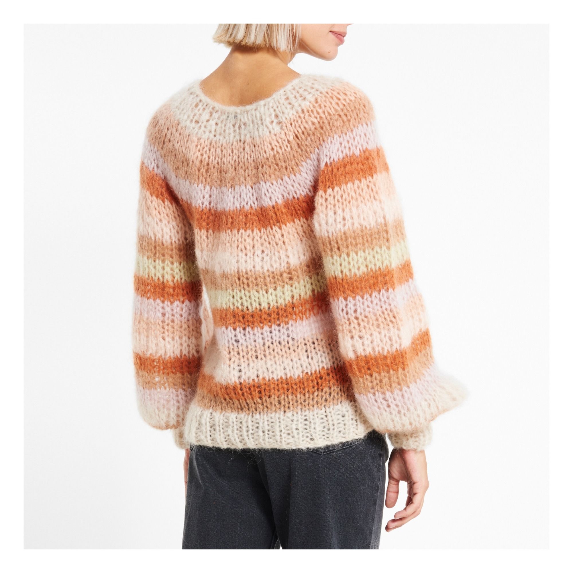 Slim Striped Mohair Jumper Beige pink Maiami Fashion Adult