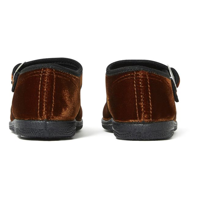 Chaussons Babies Velours Rouille