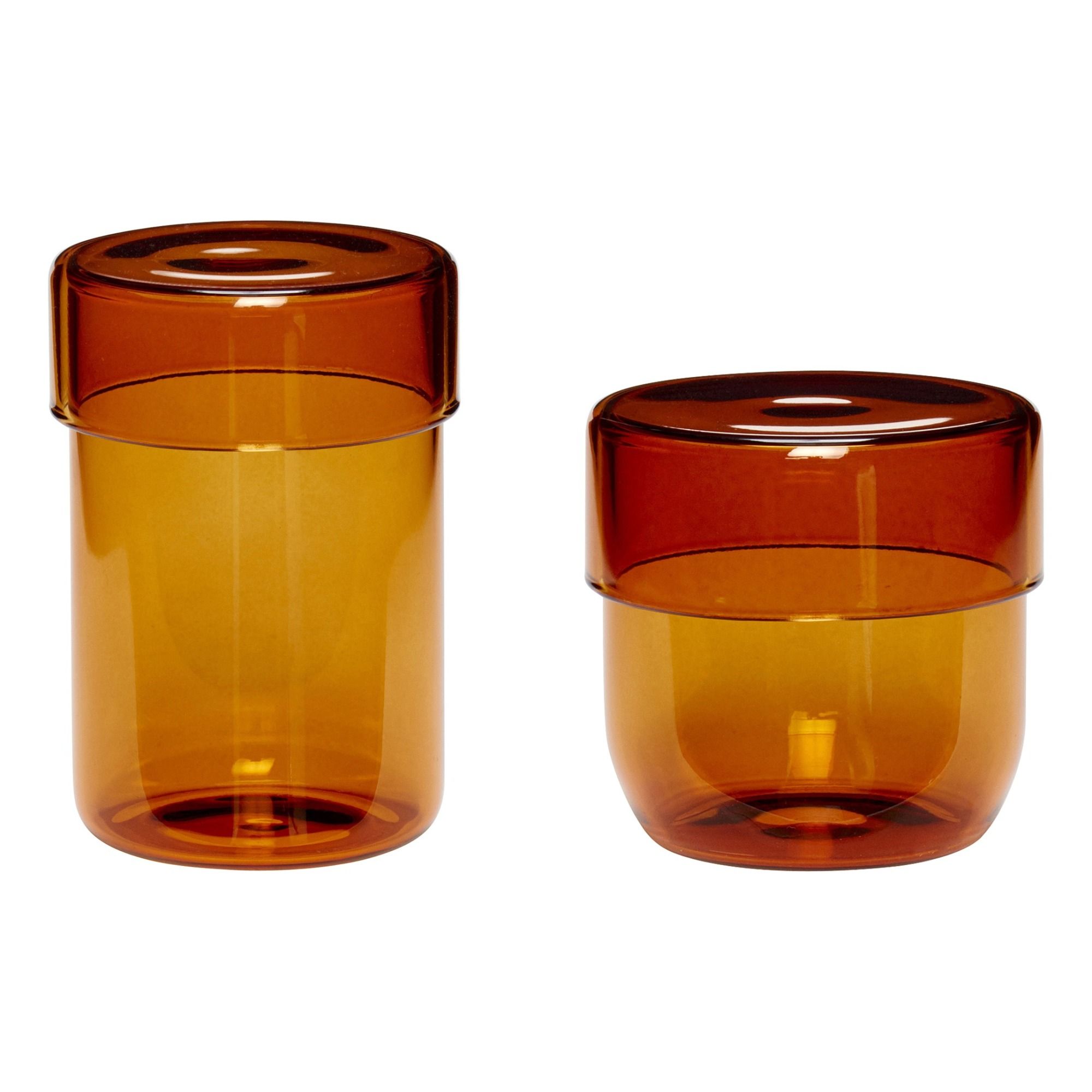 Hübsch Glass Pots Set of 2 Amber Smallable