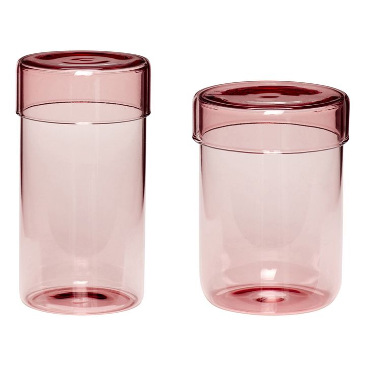 Pot en verre - Set de 2 | Rose- Image produit n°0