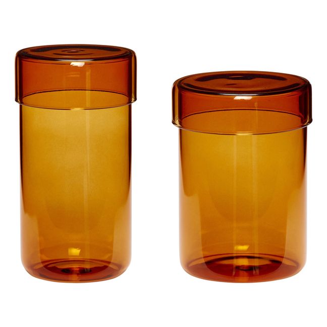 Glass Pots - Set of 2 Amber