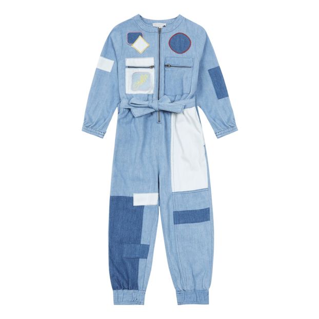 patchwork denim jumpsuit