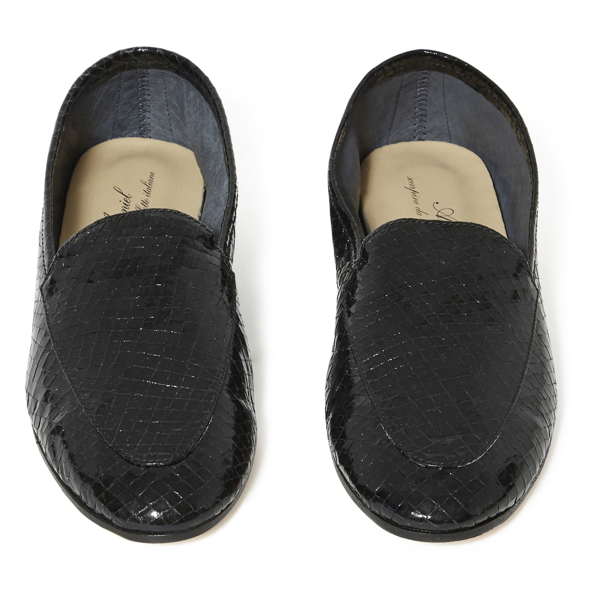 snake print backless loafers