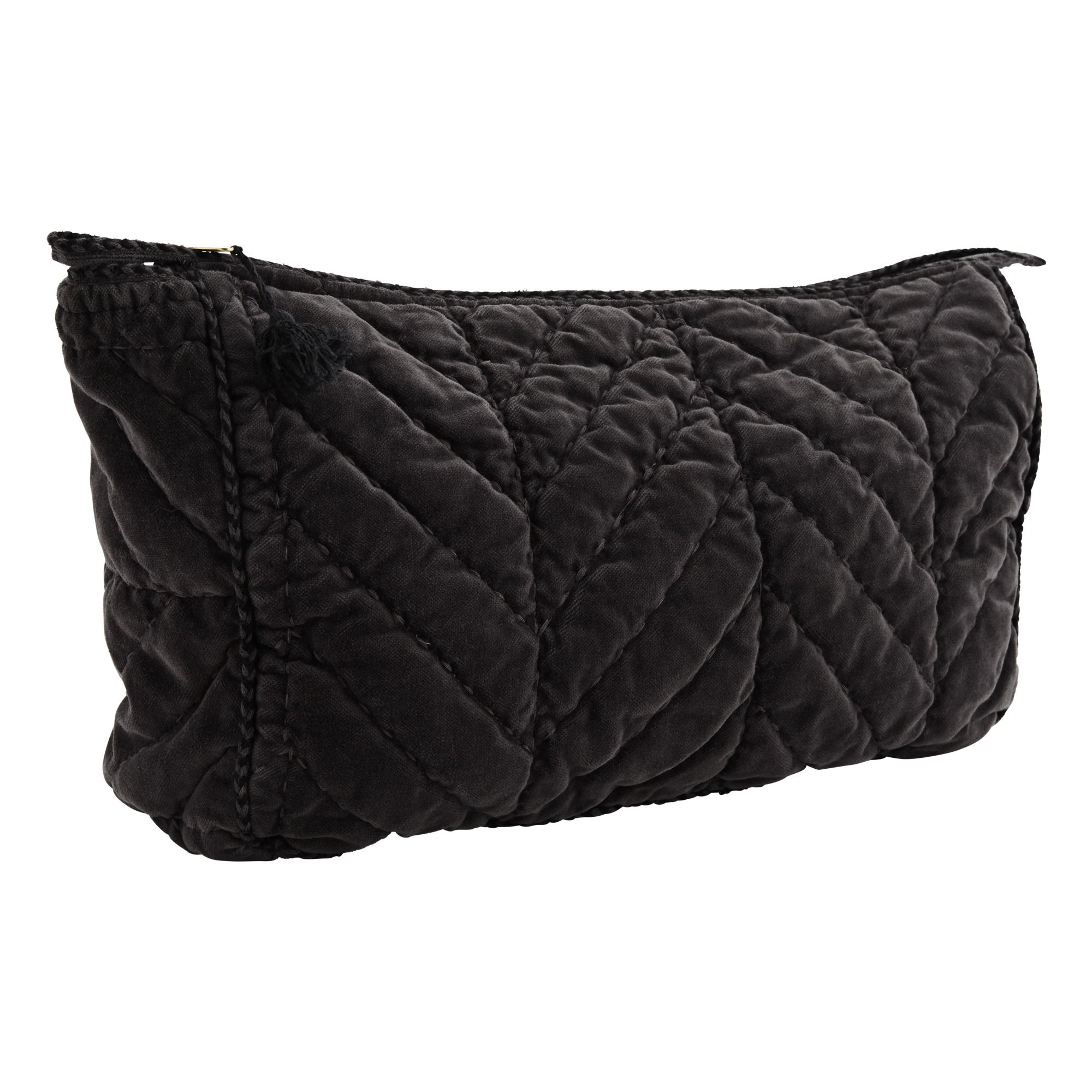 Velvet Toiletry Bag Charcoal grey Madam Stoltz Design Adult