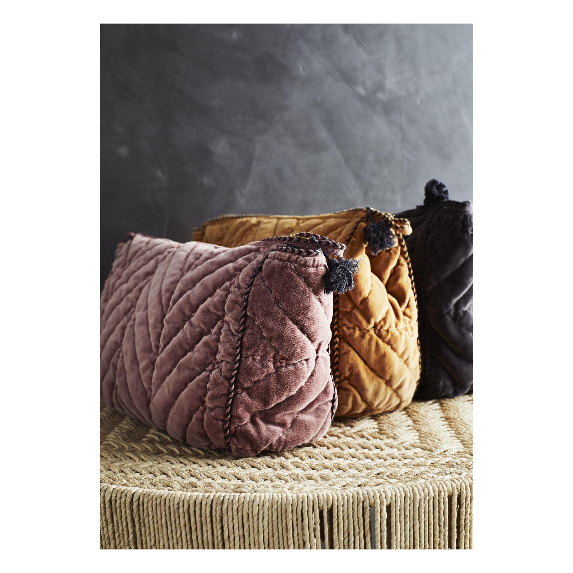 Velvet Toiletry Bag Charcoal grey Madam Stoltz Design Adult