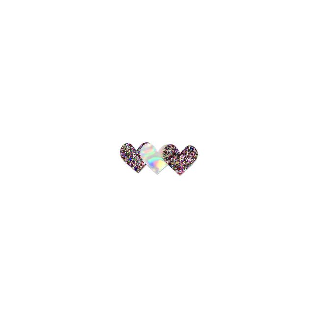 3 Hearts Glitter Hair Barrette | Multicoloured