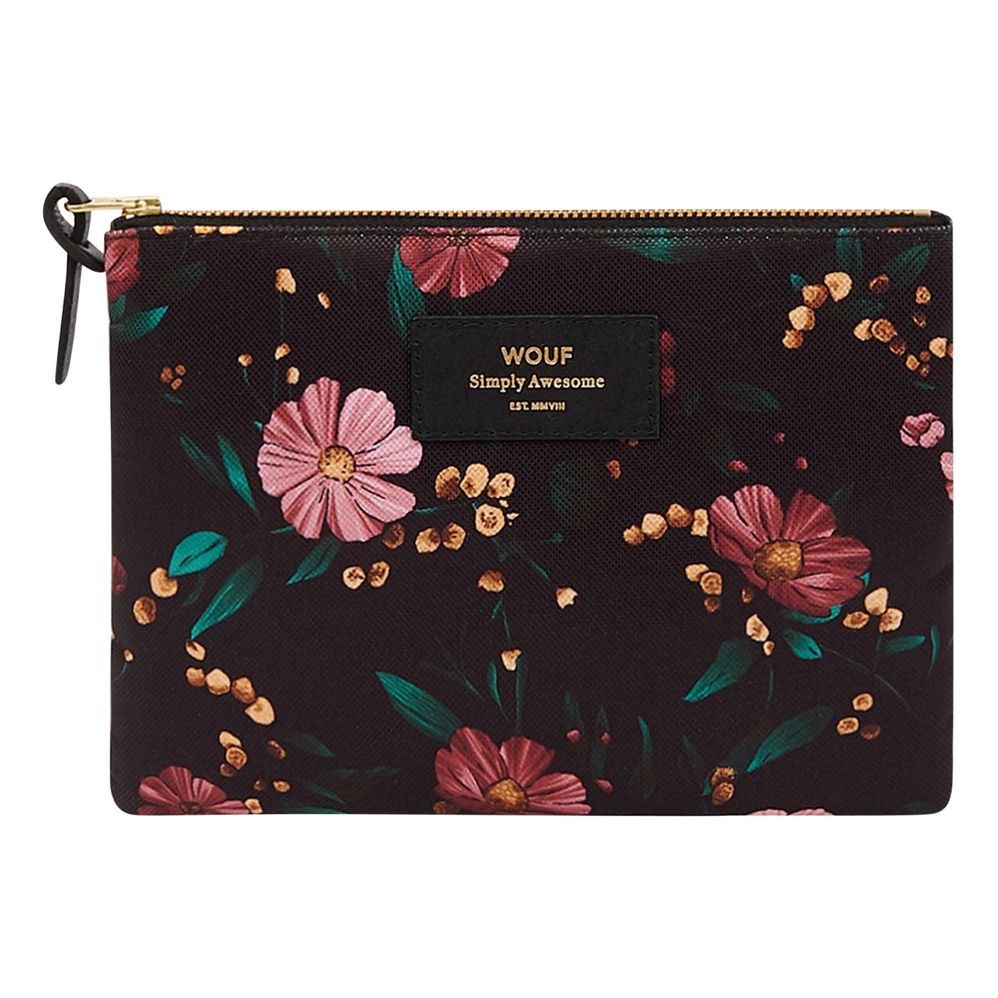 Black Flowers Canvas Pouch- Product image n°1