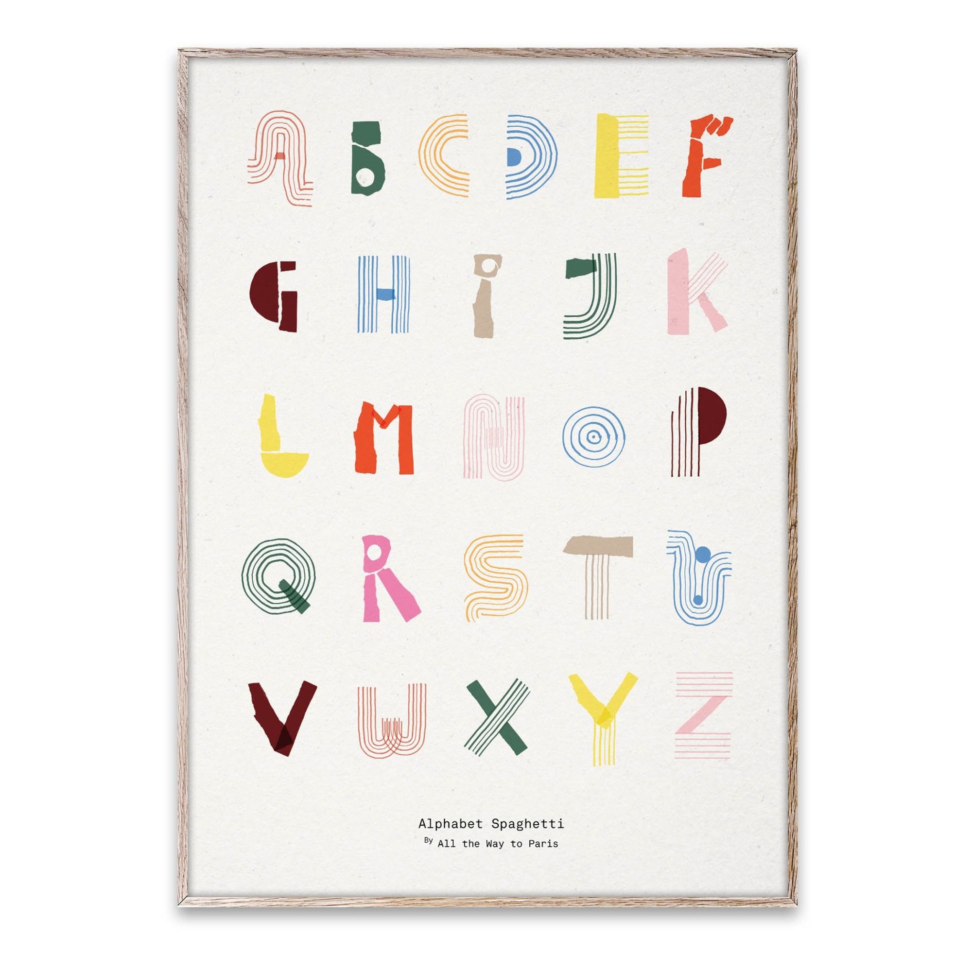 Mado - Affiche Alphabet Spaghetti - Multicolore