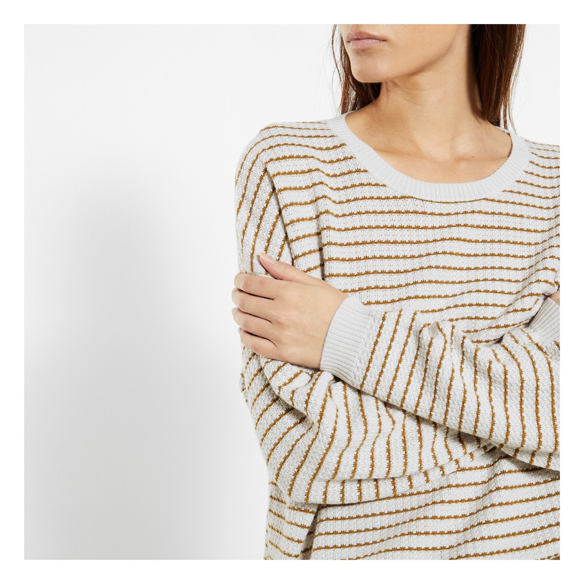 Striped Oversized Jumper Women's Collection Ecru Fub Fashion
