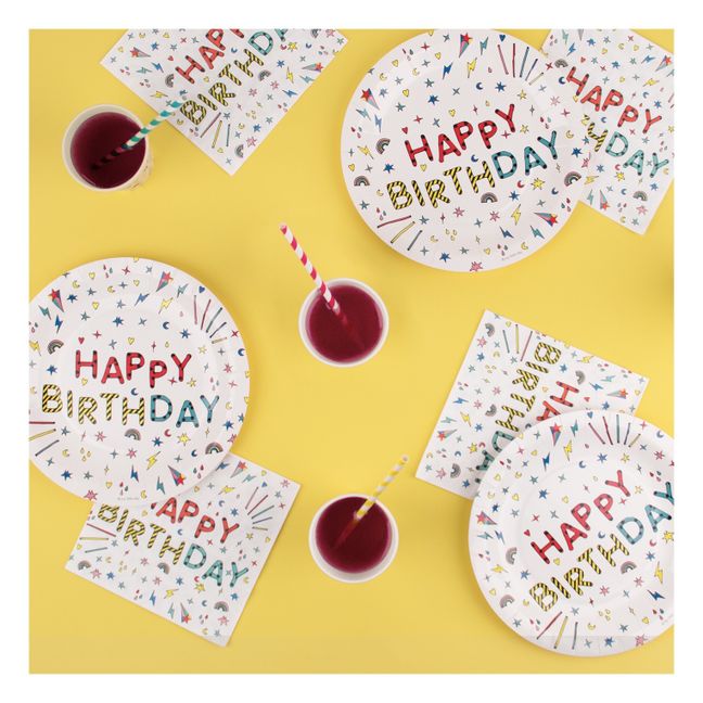 Platos de cartón Happy Birthday - Lote de 8