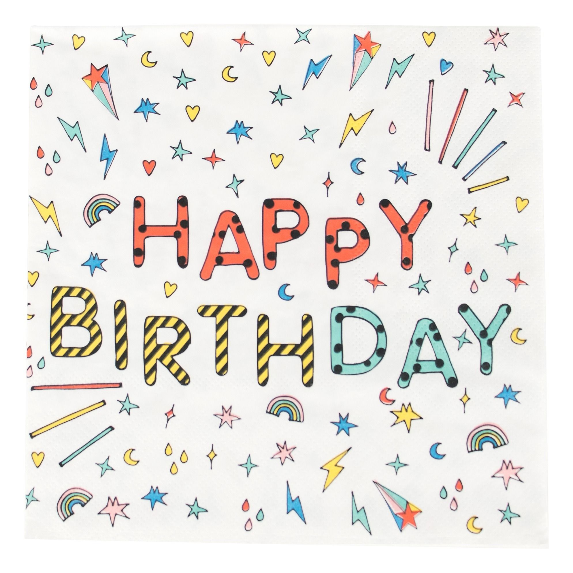 My Little Day - Serviettes en papier happy birthday - Lot de 20 - Multicolore