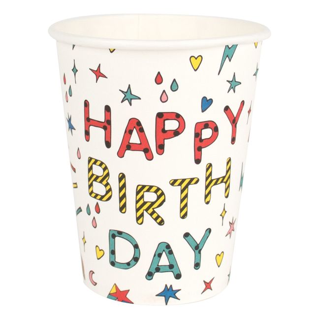 Gobelets en carton Happy Birthday - Lot de 8