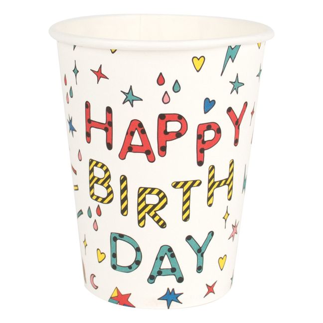 Vasos de cartón Happy Birthday - Lote de 8