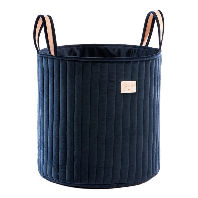 Panier de rangement en velours | Bleu nuit