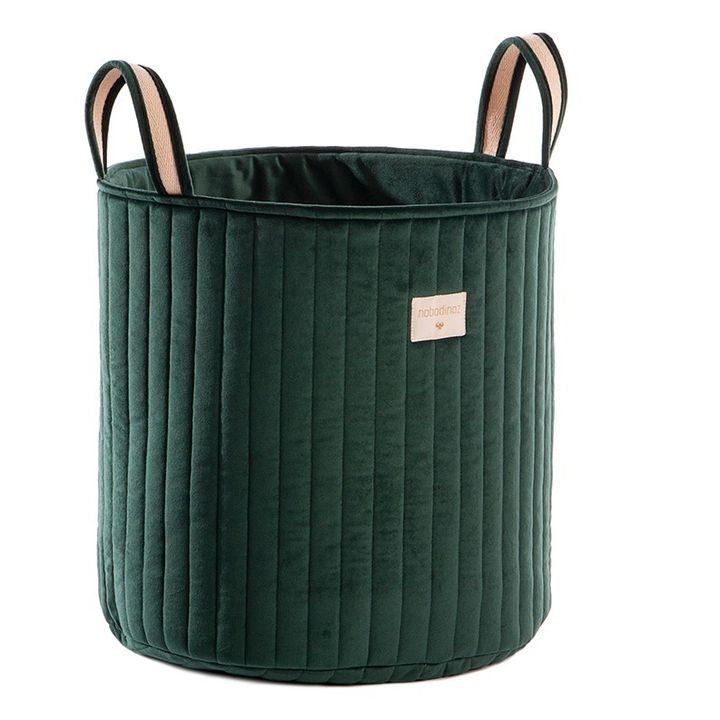 Velvet Storage Basket | Dark green- Product image n°0