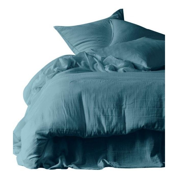 Funda de almohada Dili de velo de algodón | Azul prusia- Imagen del producto n°1