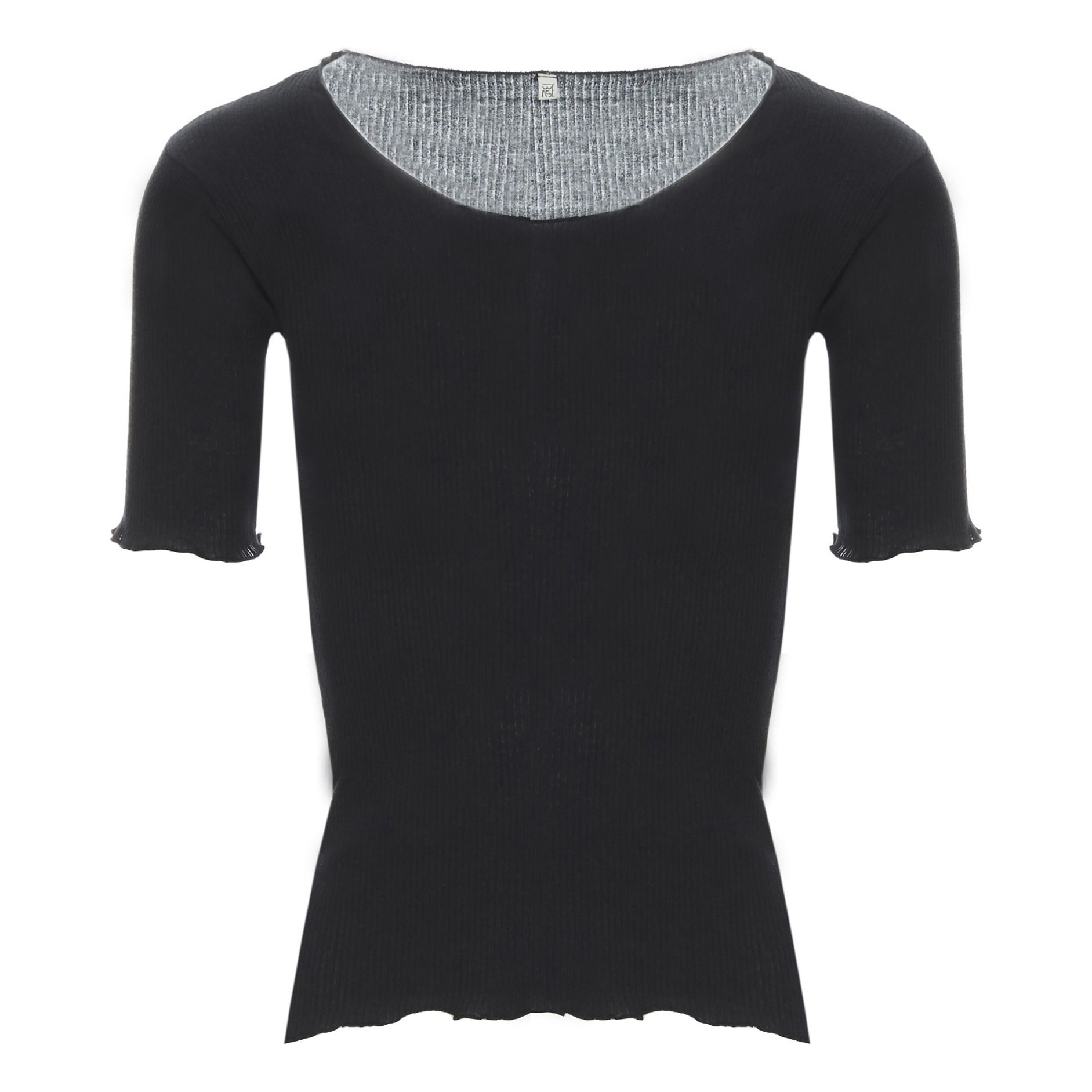 Baserange - T-Shirt 3/4 Côtelé Pama Jersey Coton Bio - Femme - Noir