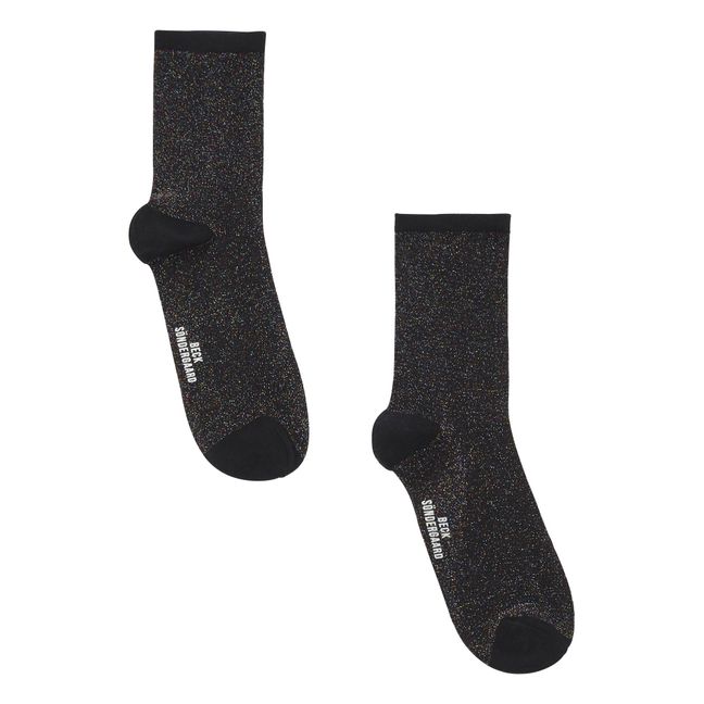Socken Lurex Solid glänzendes Schwarz