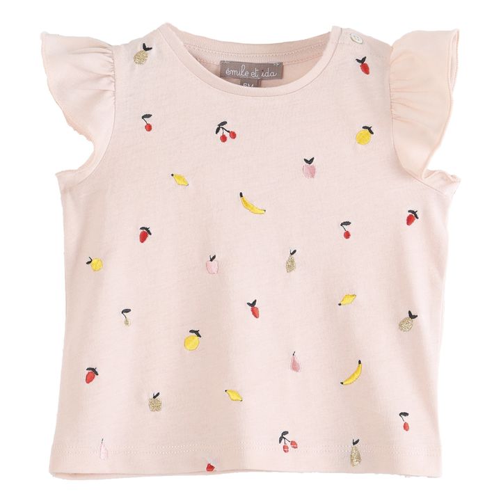 Embroidered Fruit T-shirt Pale pink Emile et Ida Fashion Baby