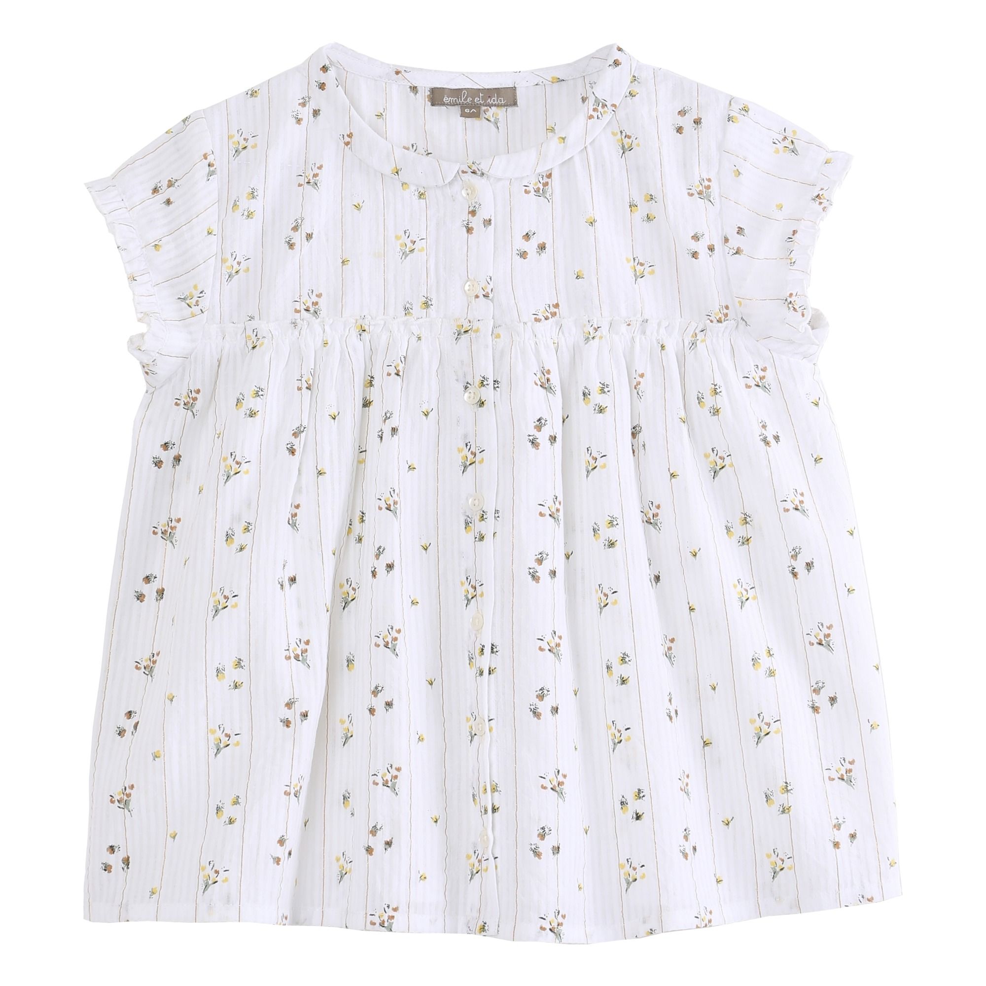 Emile et Ida - Blouse Fleurs - Fille - Blanc