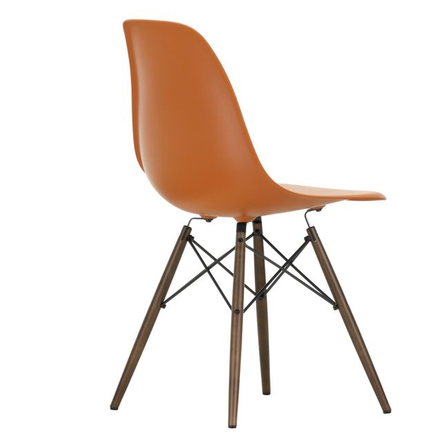 Chaise DSW plastic- piétement bois - Charles & Ray Eames Orange Rouille