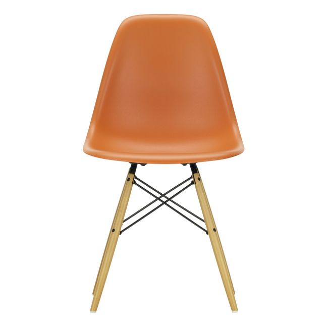 Chaise DSW plastic - piétement bois - Charles & Ray Eames Orange Rouille